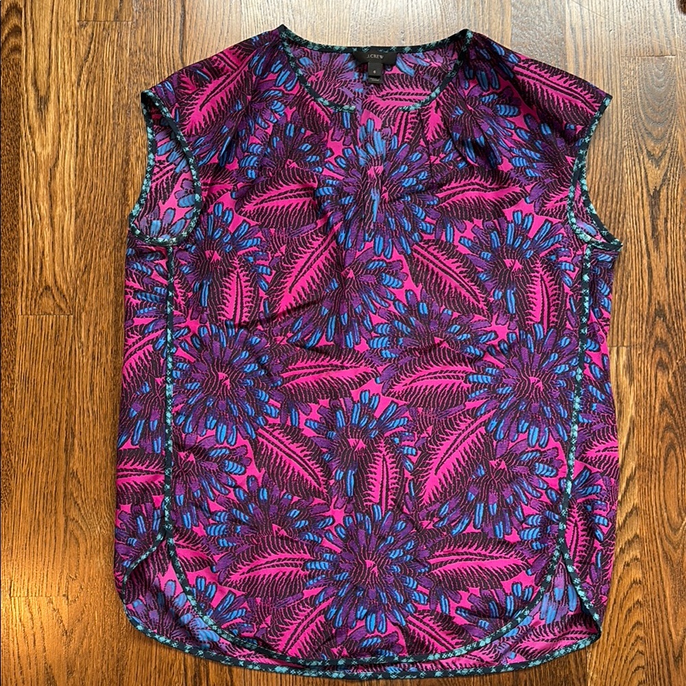 J Crew Floral Silk Blouse